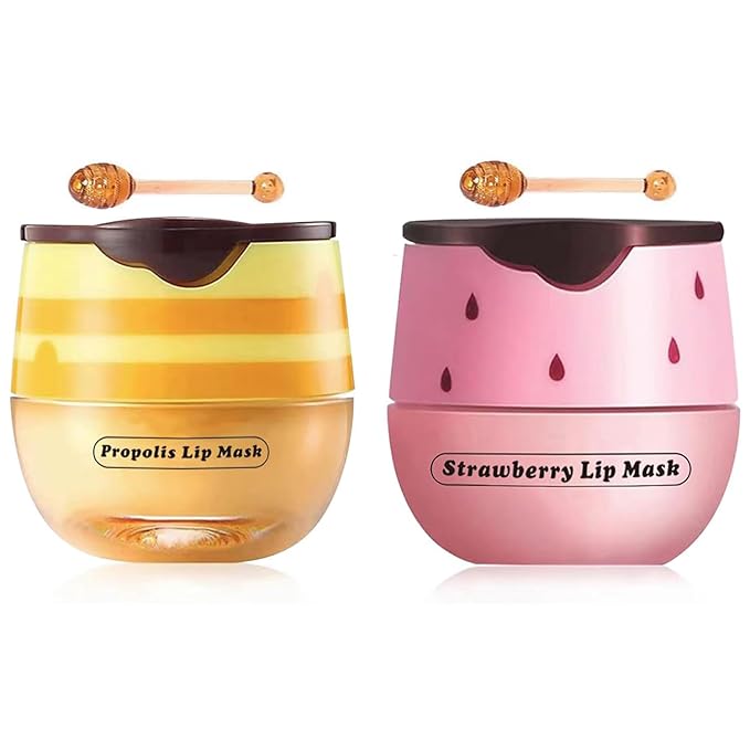 4 Packs Fruit Lip Balm Lip Mask, Moisturizing Lip Sleeping Mask, Hydrate Repair Prevent Dry Cracked Lip (Honey & Strawberry)-VivaGrace Women