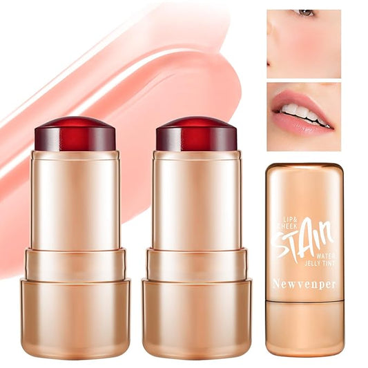2pcs Jelly Blush Stick, Multi-purpose Lip and Cheek Colour Stick, Jelly Texture Waterproof, Moisturising and Long-lasting, Non-sticky, Create Watercolour Makeup Effect for Women and Girls 2#-VivaGrace Women