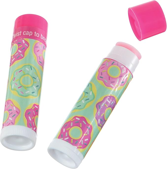 Doughnut Lip Balm Favor - .6" dia. x 2.5"H | Pink | Pack of 8-VivaGrace Women