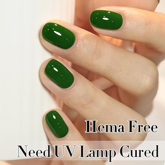Double Rhythm 0.50 OZ Gel Polish Hema Free Same Color Same Bottle Golden Round Translucent Neutral Natural Milky 15 ML Jelly UV Polish Art DIY at Home (Dark Green-C1287)