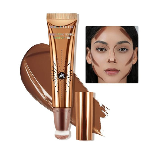 Contour Stick With Cushion Applicator,Liquid Contour Wand,Cream Contour Smooth,Bronzer Stick Lightweight Liquid Bronzer For Face (02#Fair/Medium)-VivaGrace Women