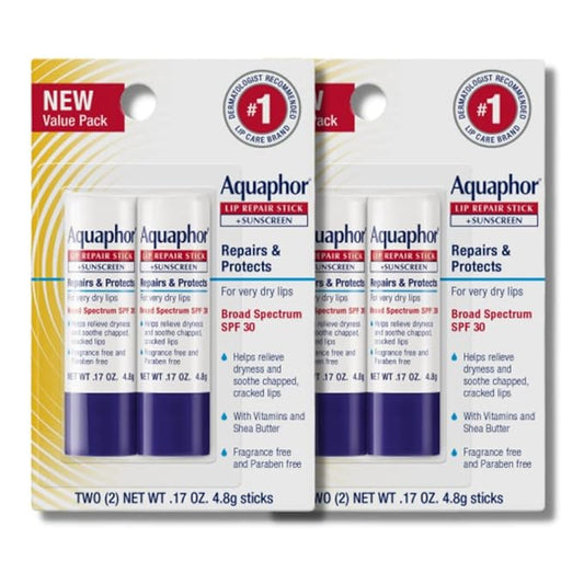 Aquaphor Lip Repair Stick with Sunscreen, Lip Protectant, Soothes Dry Chapped Lips, 0.17 Oz Stick, 2 Count (Pack of 2)-VivaGrace Women