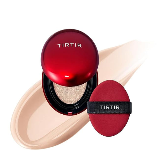 [*Mini Size*] TIRTIR Mask Fit Red Cushion Foundation | Full coverage, Weightless, Skin fit, Satin Glow Finish, Korean Makeup, beauty, Tattoo cover up, Buildable (#17C Porcelain, 0.15 Fl Oz)-VivaGrace Women