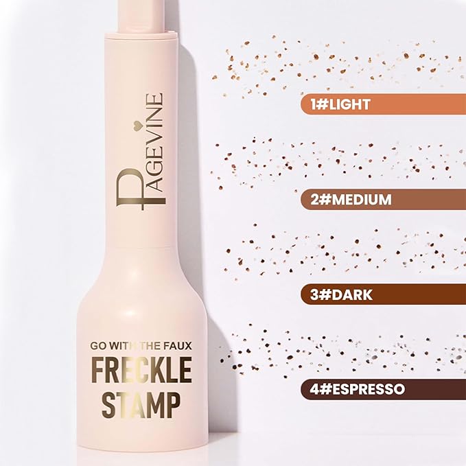 Freckle Stamp Pen,Fake Freckles Stain Marker Pencil Tool for Natural Lifelike Sunkissed Face Freckle Makeup for Waterproof and Long-Lasting,Quick Dry 5-Point Faux Freckle Stamp Cushion, 04 Espresso-VivaGrace Women