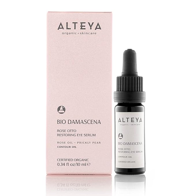 Alteya Organics Eye Serum USDA Certified Organic Skin Care 0.34 Fl Oz/10 mL Bio Damascena Award-Winning Eye Treatment With Organic Bulgarian Rose Oil Rejuvenating, Revitalizing and Clarifying-VivaGrace Women