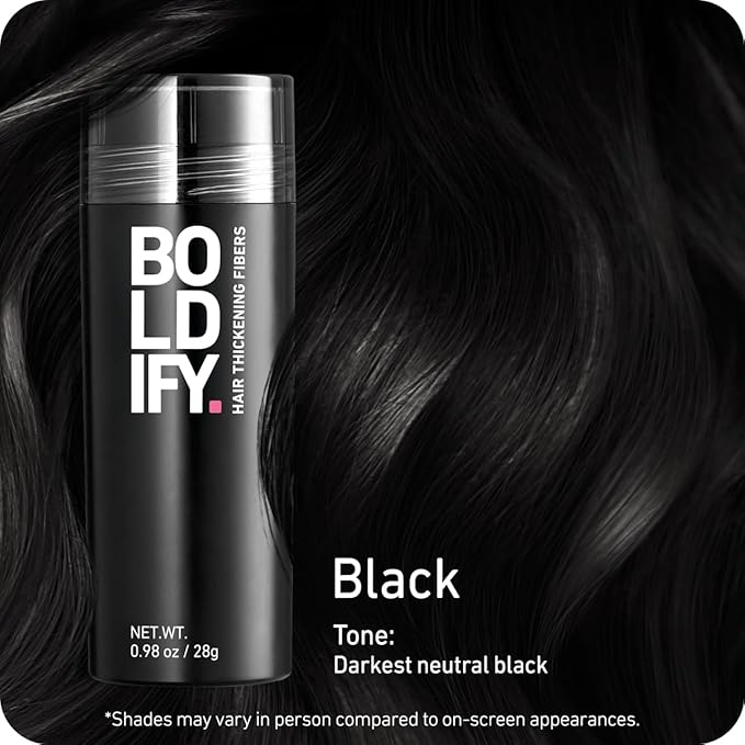 BOLDIFY Hair Fibers (28g) - Fill In Thinning and Fine Hair for an Instantly Fuller, Thicker Look - 14 Shades for Women & Men - Black-VivaGrace Women