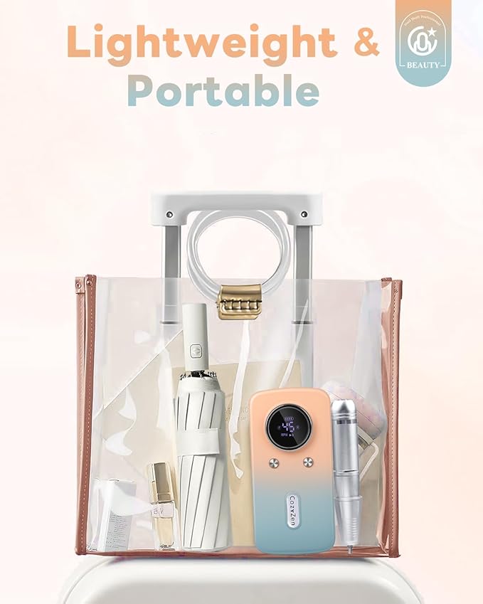 CozyZen Cordless Nail Drill Professional: 45000 RPM Rechargeable Electric Nail File Kit, Portable & Low Noise for Acrylic, Gel Nails, Manicure & Pedicure - Salon & Home Use-VivaGrace Women