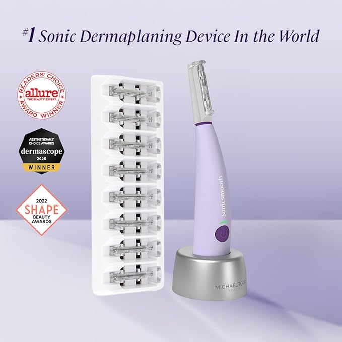 Michael Todd Beauty Sonicsmooth Dermaplane Razor for Women Face + Eyebrow trimmer Dermaplaning System - Peach Fuzz Remover - 8 Weeks of Dermaplaning Blades-VivaGrace Women