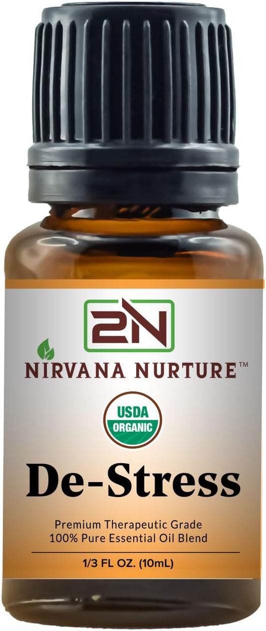 De Stress Blend USDA Organic, 100% Pure and Premium, Undiluted, Ease Stress, Aromatherapy, Mood Booster, Calm, Relax-VivaGrace Women