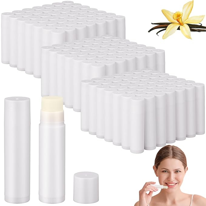 Demissle 300 Pcs Unlabeled Lip Balms Bulk Chapped Stick Blank Mini Lip Balm Gifts Moisturizing Lip Balm Party Favors for Women Homeless Guests Wedding Bridal Shower Baby Shower Favors(Vanilla)-VivaGrace Women