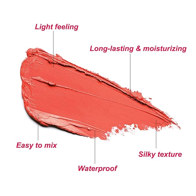 Multi-Use Makeup Blush Stick,Beauty Solid Moisturizer Stick,Waterproof Natural Nude Makeup,Tinted Solid Moisturizer Stick for Eyes Lips Cheek(2#Hot Red)-VivaGrace Women