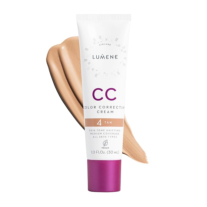 Lumene Color Correcting CC Cream - Lightweight Foundation - Medium Coverage - Redness Reducing Face Makeup for a Glowing Complexion - Vegan Formula + Suitable for All Skin Types - Tan (1 fl oz)-VivaGrace Women