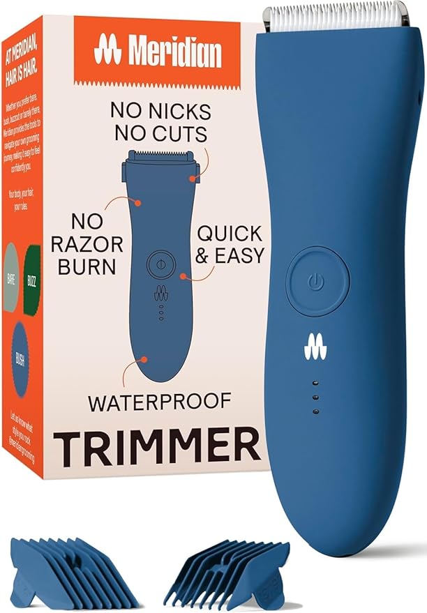 MERIDIAN The Trimmer Original - Body Hair Trimmer for Men, Electric Shaver for Pubic Hair, Chest, Legs & Bikini, Waterproof & Rechargeable, Ocean-VivaGrace Women