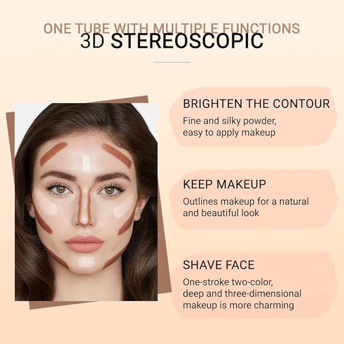 evpct 2In1 Cream Contour Stick Contouring Concealer Sticks Makeup Face Cream Kit for Beginners Creamy Contour and Highlight Stick contorno base de maquillaje para mujer en oferta 01 Ivory & Brown-VivaGrace Women