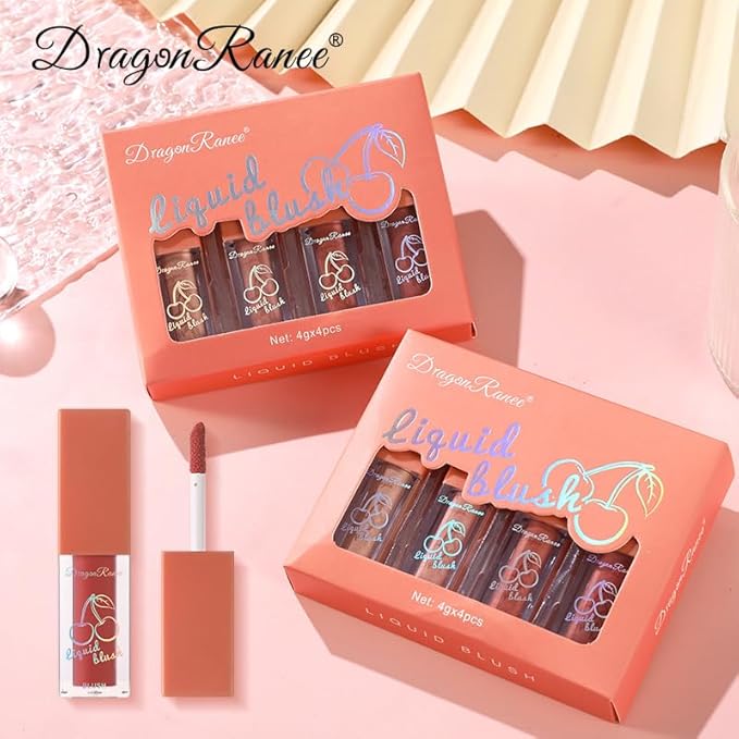 Liquid Blush 4Pcs Set Makeup for Cheeks Matte Finish Soft Cream, Flushed Cheeks, Vegan & Cruelty-free,Long-Wearing, Smudge Proof, Natural-Looking-VivaGrace Women