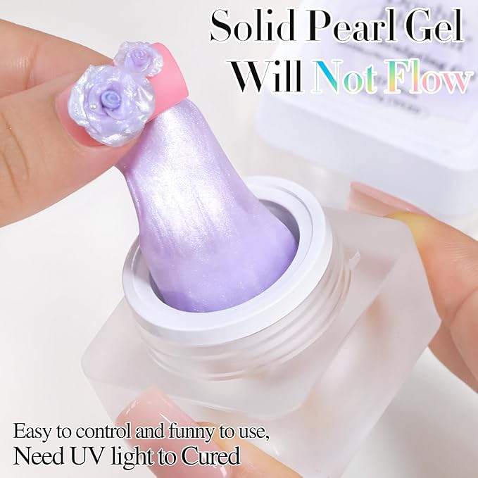 Double Rhythm 3D Nail Gel Pearl Solid Sculpting for Nail Art Non-Sticky Hard for Building Carving Molding Extension Soak Off UV/LED Nail Art Salon Home DIY 0.5 Oz (Purple-Silk 05)-VivaGrace Women