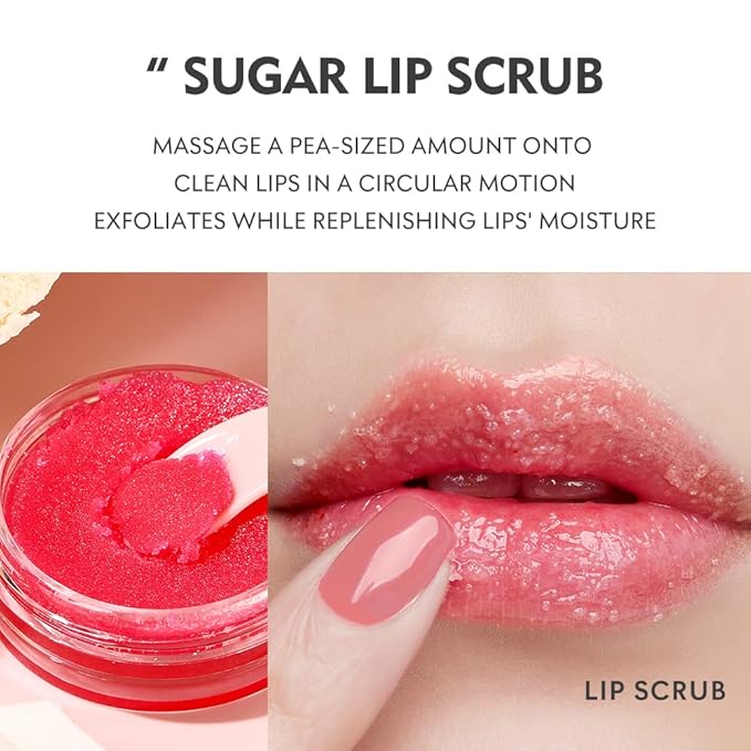 3Pcs Lip Care Set, Exfoliator Lip Sugar Scrub, Lip Mask and Plumping Lip Oil, Effectively Moisturizes Lip Clear, Repairs Dry Lips-VivaGrace Women
