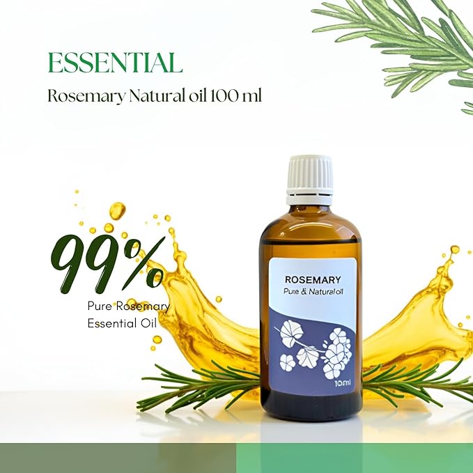 Roots & Above Pure Natural Rosemary Essential Oil 3.38 fl oz/100 ml for Diffuser, Face, Skin Care, Hair, Aroma, Massage, Candle & Soap Making Fragrance DIY use-VivaGrace Women