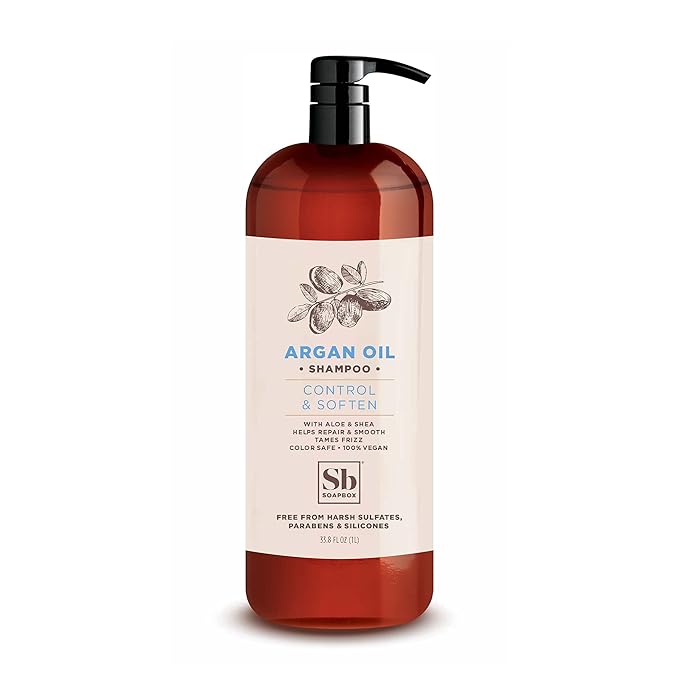 Soapbox Argan Oil Shampoo, Harsh Sulfate Free, Paraben & Silicone Free, Color Safe, and Vegan Hair Shampoo | Control & Soften Shampoo (33.8 Ounces)-VivaGrace Women