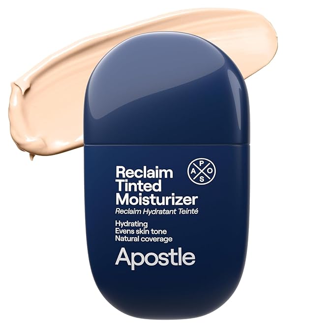 APOSTLE Reclaim Tinted Moisturizer for Men (12 Negril) - Niacinamide, Vitamin E, Squalane, Hyaluronic Acid, Tinted Face Moisturizer For Men. Hydrates, Evens Skin Tone, Reduces Fine Lines, 1 Fl. Oz.-VivaGrace Women