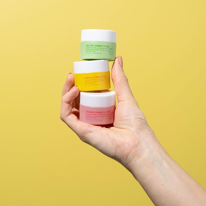 W7 Sweet Dreams Overnight Lip Mask Trio - Strawberry, Apple & Grapefruit Flavor 3 Pack - Vitamin E, Aloe Vera and Grape Seed Oil - For Hydrated, Full Looking & Irresistible Lips-VivaGrace Women