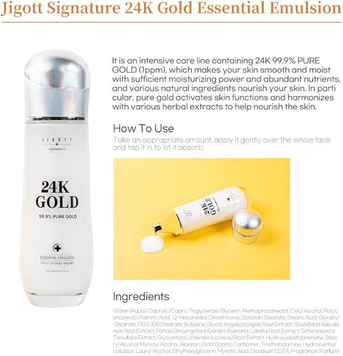 Signature 24K Gold Essential Skin Care 3 Set - Toner (150ml), Emulsion (150ml), Cream (50ml) - Korean Skincare for Healthy and Glowing Skin-VivaGrace Women