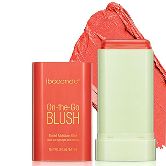 Cream Coral Orange Blush Stick,Multi-Use Makeup Milk Blush Stick,Long Lasting Natural Blush Makeup 2-in-1 Cheek and Lip Tint,Waterproof Vegan Tinted Moisturizer Matte Blush Stick for Cheeks and Lip-VivaGrace Women