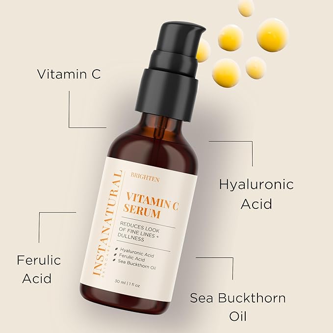 InstaNatural Vitamin C Cleanser and Serum Kit, Brightens and Reduces Signs of Aging, Fine Lines and Wrinkles, with Botanical Extracts-VivaGrace Women