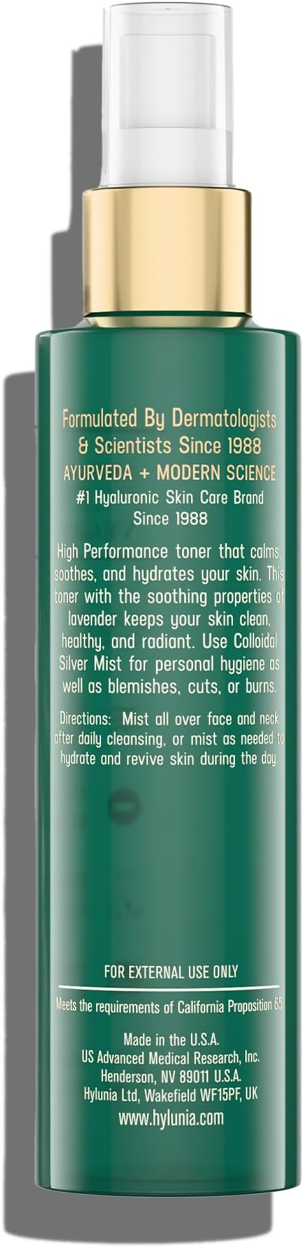 Hylunia Colloidal Silver Mist Toner 5.1 fl. oz. – Hydrating Versatile Toner for Acne-Prone Inflamed Skin | Infused with Colloidal Silver & Lavender for Glowing Skin Cuts & Burns, Body-Refresher-VivaGrace Women