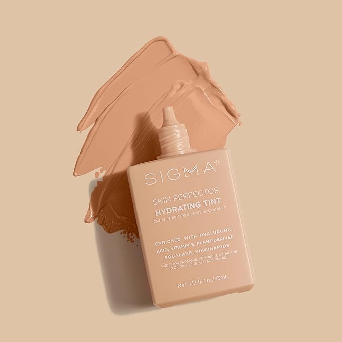 Sigma Beauty Skin Perfector – Hydrating Skin Tint Foundation for Lightweight, Buildable Coverage, With Hyaluronic Acid, Niacinamide Serum, and More (3 Medium Golden Tint, 1.12oz)-VivaGrace Women
