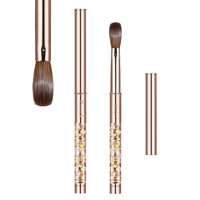 Acrylic Nail Brush Size 12,KEMEISI 100% Pure Kolinsky Nail Art Brushes Sturdy Handle Oval Shaped Acrylic Powder Nail Design Tools for Professional Manicure DIY Home Salon (Gold)-VivaGrace Women