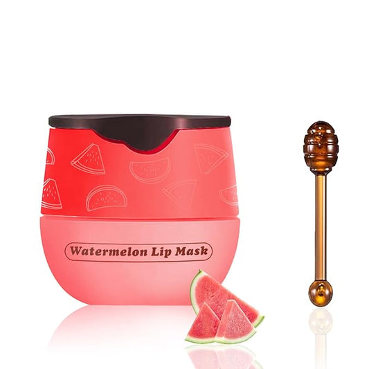 1 PCS Bee Lip Balm Honey Pot, Moisturizing Watermelon Sleeping Lip Balm Lip Mask Overnight, Hydrate Lip Repair Prevent Dry and Cracked Lip Care, Nourishes the Lip Skin, Reduces Lip Lines-VivaGrace Women