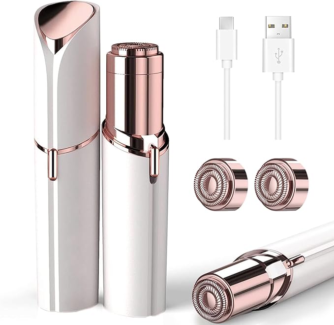Hair Remover for Face Woman, Electric Face Shaver for Women Chin, Lip, Peach Fuzz with 2 Pc Replacement Heads, USB Rechargable-VivaGrace Women
