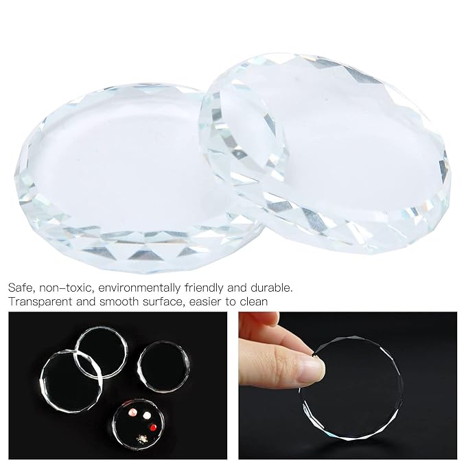 2Pcs Nail Art Palettes, Manicures DIY Color Mixing Toning Glass False Eyelash Glue Hold Tools Beauty Makeup Glass Pallet-VivaGrace Women