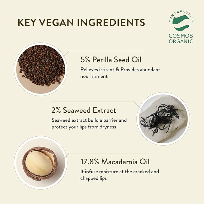 sioris 100% natural organic lip butter,More than lip balm,Hizikia extract gently exfoliates lips,Perilla Seed Oil and Macadmia oil nourish chapped lips-VivaGrace Women