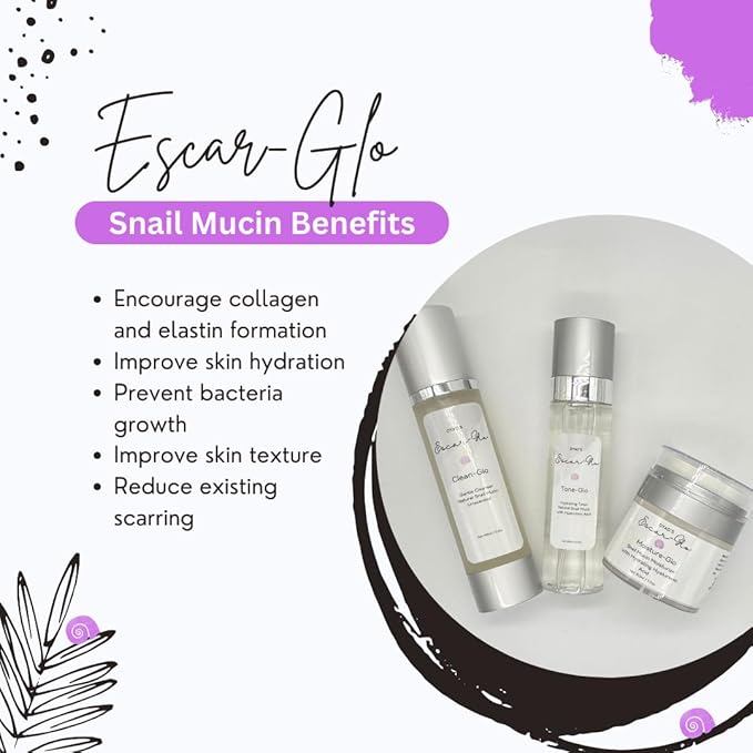 Trio Snail Mucin Unscented Cleanser, Toner and Moisturizer Skin Care Set, White-VivaGrace Women