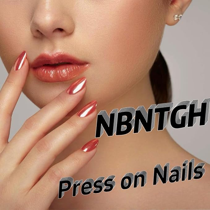 Purple Chrome Press On Nails - Medium Almond Glossy Aurora False Nails, 24Pcs Reusable Artificial Stick On Nails for Women & Girls
