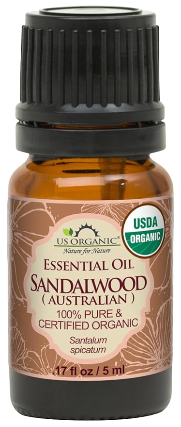 US Organic 100% Pure Sandalwood Essential Oil, USDA Certified Organic, Steam Distilled, Santalum Spicatum, Premium Quality, Woody Scent, Ideal for Diffuser, Massage & Skincare, from Australia (5 ml)-VivaGrace Women