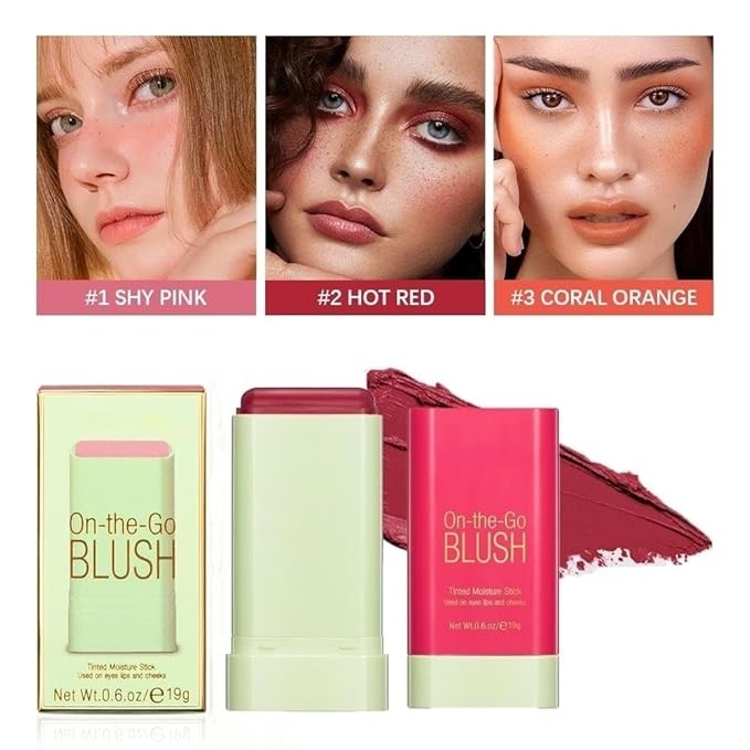 Blush Rare Beauty Liquid Blush Cream Blush Stick For Cheeks Natural Blendable Powder Blusher Stick On The Go Blush Brushes For Makeup Cheeks,Natural Waterproof, Long Lasting (red)-VivaGrace Women