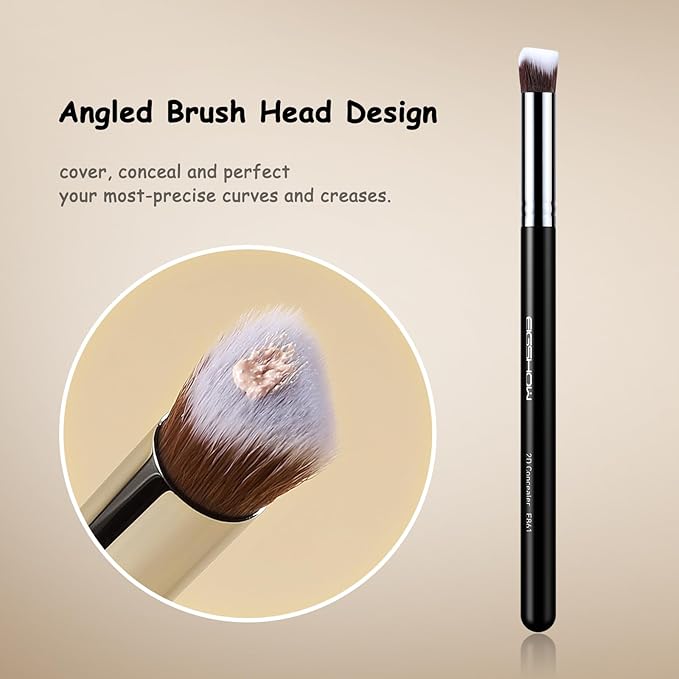 EIGSHOW Angled Concealer Brush Under Eye for Covering Sun Spots Acne Blemishes Concealing Contouring Setting with Liquid Cream (E861)-VivaGrace Women
