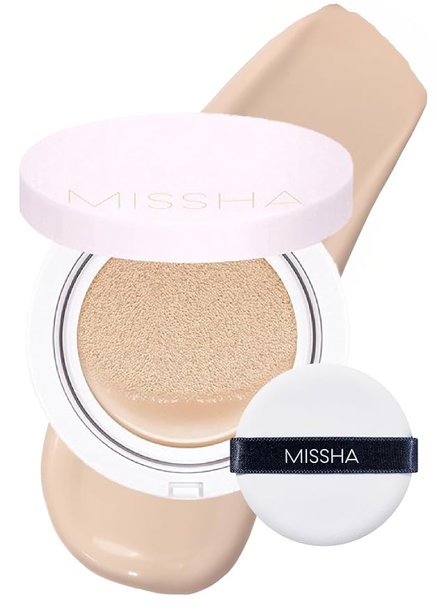 MISSHA Magic Cushion Foundation No.21 Light Beige for Bright Skin - Flawless Coverage, Dewy Finish, Easy Application for All Skin Types-VivaGrace Women