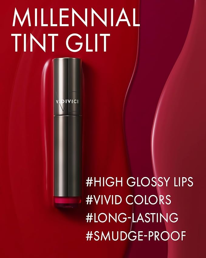 VIDIVICI Millennial Tint Glit - Transfer Proof Moisture Korean Lip Tint with Long-Lasting Color, Lightweight Water Jelly Texture, Hydrating & Smudge-Free Lip Stain, 0.13oz (03 LOVE GROSE)-VivaGrace Women