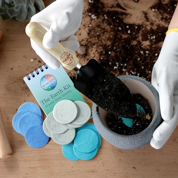The Earth Kit by Two Sage Sisters - Self Care Kit with Seed Paper Disks, Notebook, Marker, and Shovel, Pamper and Self Care Gifts for Women and Men, Mens and Womens Care Package for Wellness-VivaGrace Women