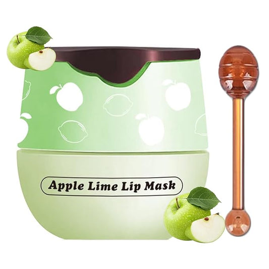 Bee Lip Balm Honey Pot, Apple Lime Sleeping Lip Mask Overnight Hydrating Dry and Crack Lip Exfoliator Scrubs Propolis Lip Balm (Apple Lime)-VivaGrace Women