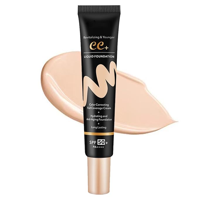 CC Cream Tinted Moisturizer with SPF 50, Color Correcting CC Cream, CC Cream Foundation Full Coverage Correcting Skin Tone, Cover Blemish, Hydrating & Long-Lasting Matte CC Cream (Natural)-VivaGrace Women