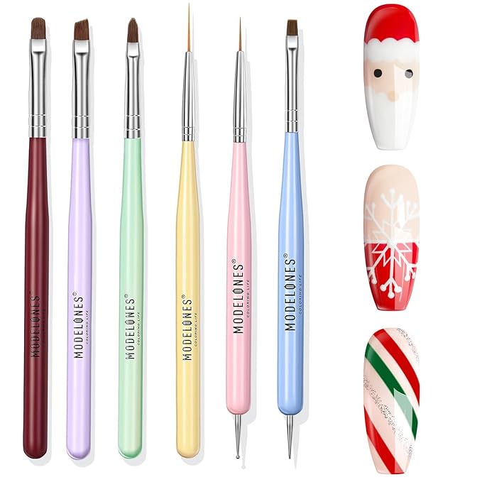 Modelones Nail Art Brushes Set, Nail Brush kit Gel Polish, Extension Gel, Liner, Carving, Apex Building, Dotting Pens Professional Tools for Drawing Painting 3D Design Salon & DIY Use-VivaGrace Women