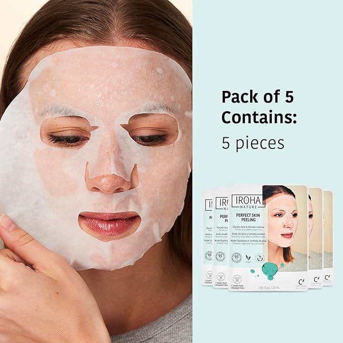 IROHA NATURE Glycolic Acid Peeling Face Mask (Pack of 5) | Skin Perfecting for a Radiant & Smooth Look | Instant Regeneration in Just 15 Minutes | Clean Beauty | 100% Vegan-VivaGrace Women