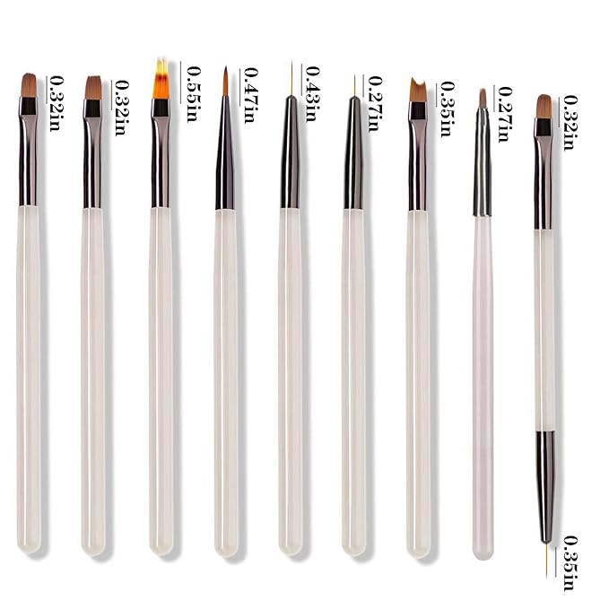 36Pcs Nail Art Brush Set, Acrylic Nail Brushes, Dotting Tools, Liner & Dust Brush, Drawing Pens For Gel Polish, sponge Polishing Rubs, Professional Nail Art Tools For Beginners & Salon Home Use-VivaGrace Women