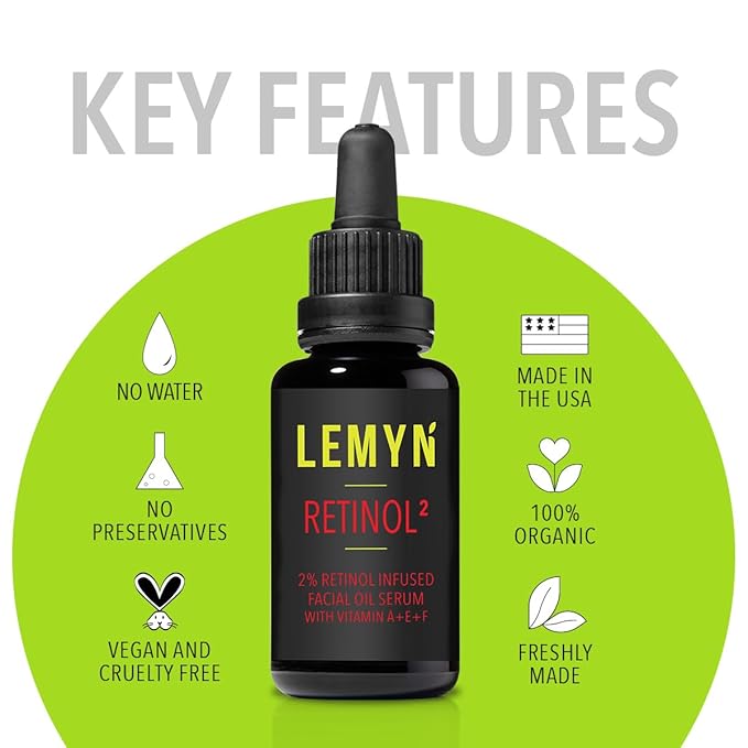 Retinol2 Facial Oil Serum with 2% Advanced Gentle Retinol, Vitamin A+E+F – Freshly Made Anti-Aging, Hydrating, and Firming Formula | 30ml-VivaGrace Women