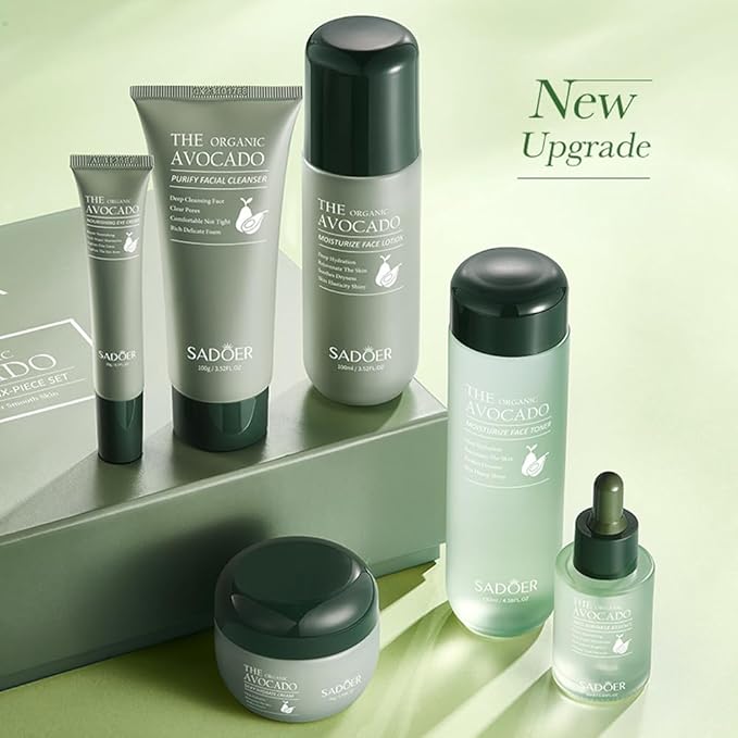 11pcs Avocado Skincare Kit, Skin Care Gift Set with Lip Balm, Toner, Lotion, Face Serum, Eye Cream For Hydrating Skin, Anti-Aging Skin For Women Teen Girls